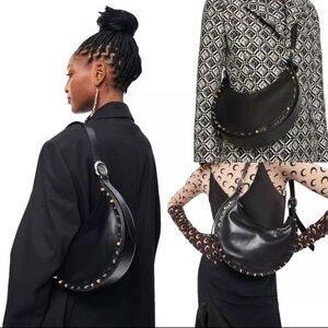 Marine Serre Stud Eclipse Crescent Moon Bag
